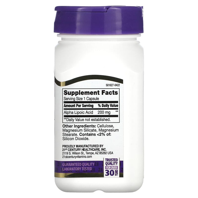 21st Century, Alpha Lipoic Acid, 200 mg, 60 Capsules 740985280720