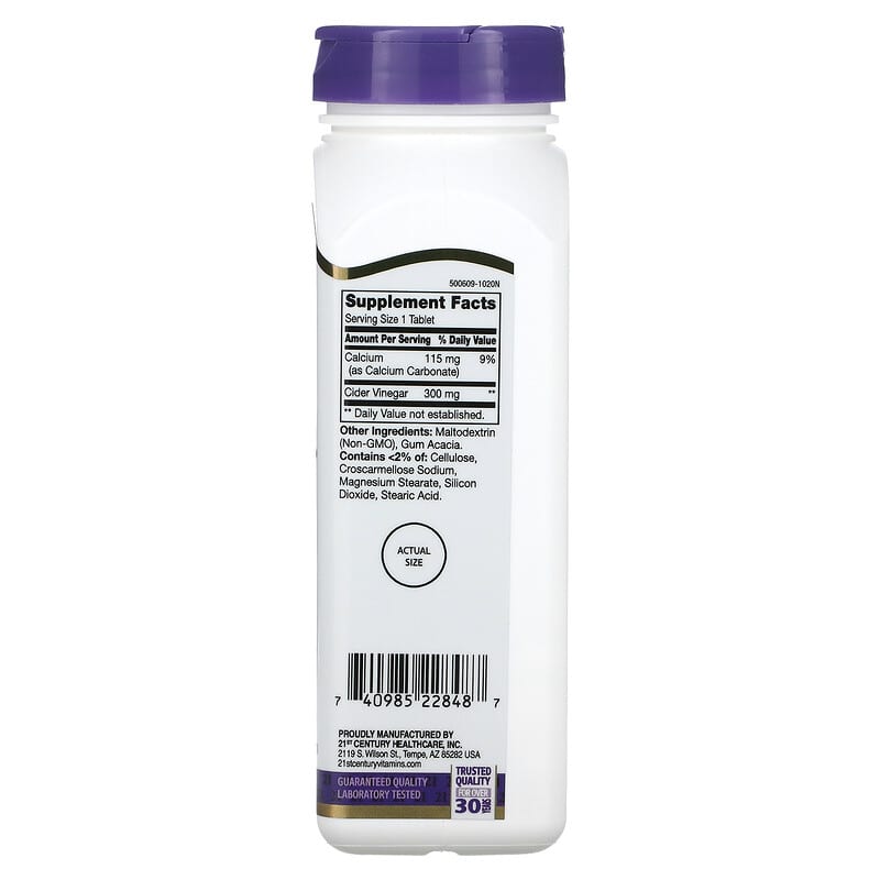 21st Century, Apple Cider Vinegar, 300 mg, 250 Tablets 740985228487