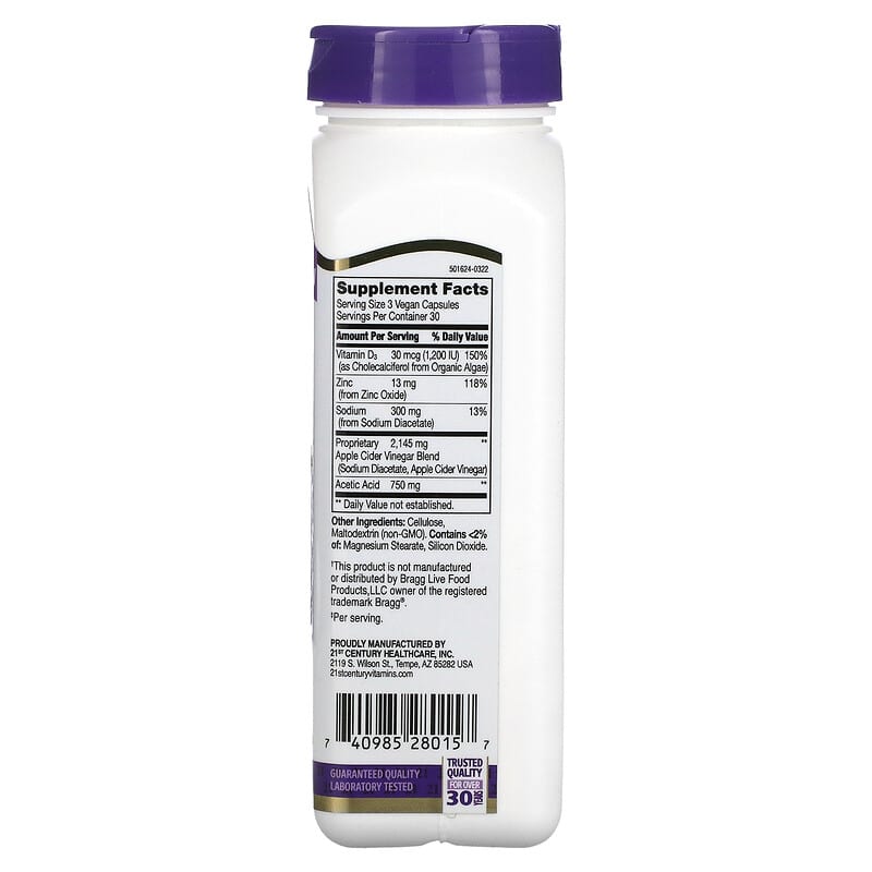 21st Century, Apple Cider Vinegar, 90 Capsules 740985280157