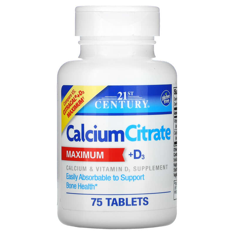 21st Century Calcium Citrate + D3 Maximum 75 Tablets 740985274927