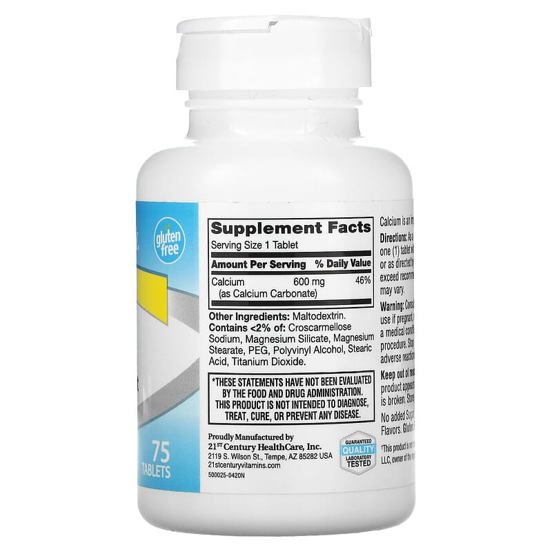 21st Century, Calcium Supplement 600, 75 Tablets 740985275320