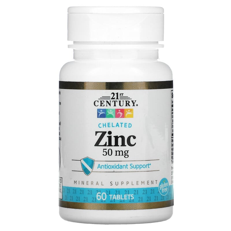 21st Century Chelated Zinc 50 mg 60 Tablets 740985280249