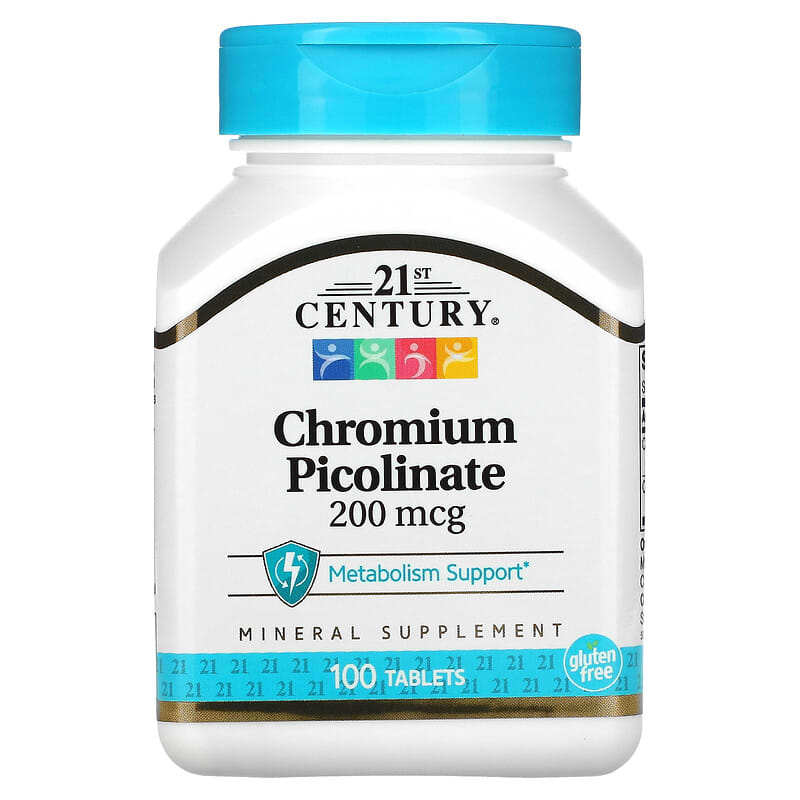 21st Century Chromium Picolinate 200 mcg 100 Tablets 740985213681