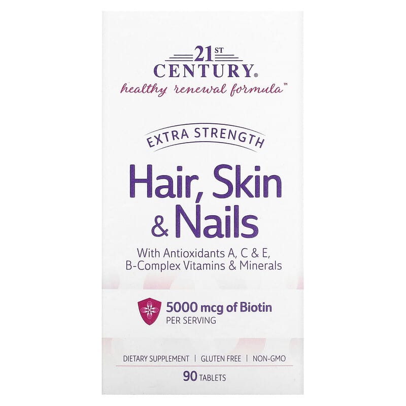 21st Century Extra Strength Hair Skin & Nails 90 Tablets 740985278475