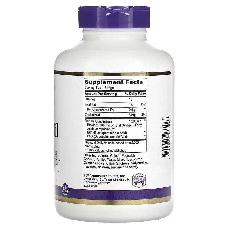 21st Century, Fish Oil, 1,200 mg, 140 Softgels 740985273487