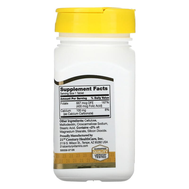 21st Century, Folic Acid, 400 mcg, 250 Easy to Swallow Tablets 740985213773