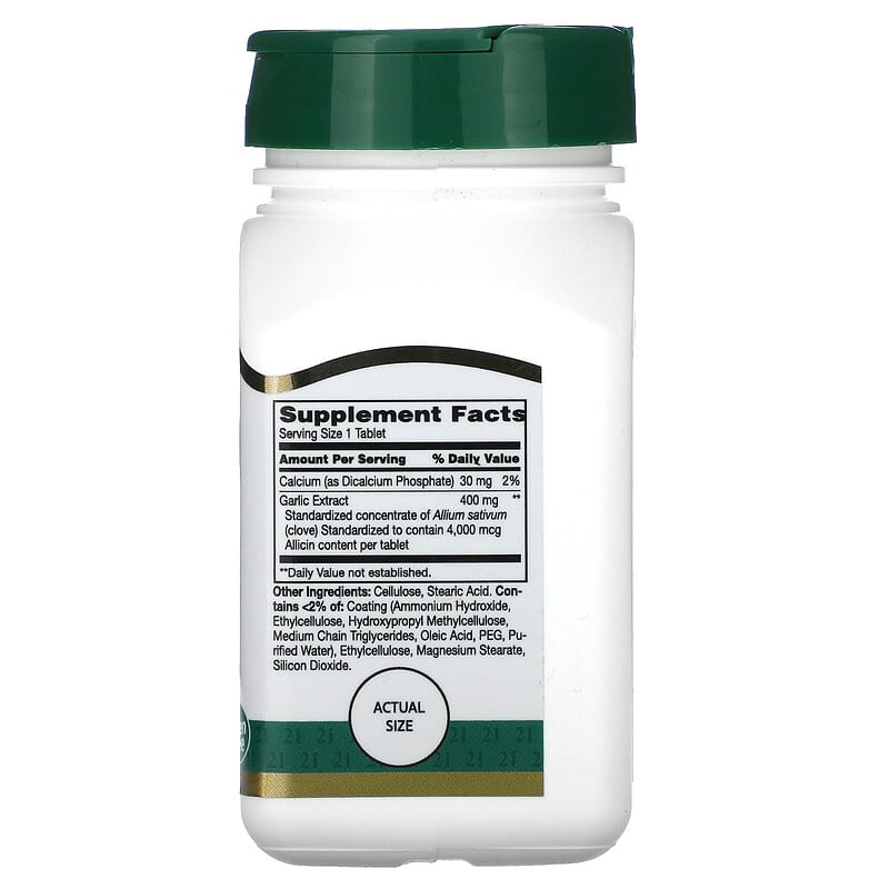 21st Century, Garlic Extract, Standardized, 60 Enteric Coated Tablets 740985218402