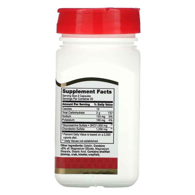 21st Century, Glucosamine / Chondroitin, Double Strength, 500 mg / 400 mg, 60 Easy to Swallow Capsules 740985223017