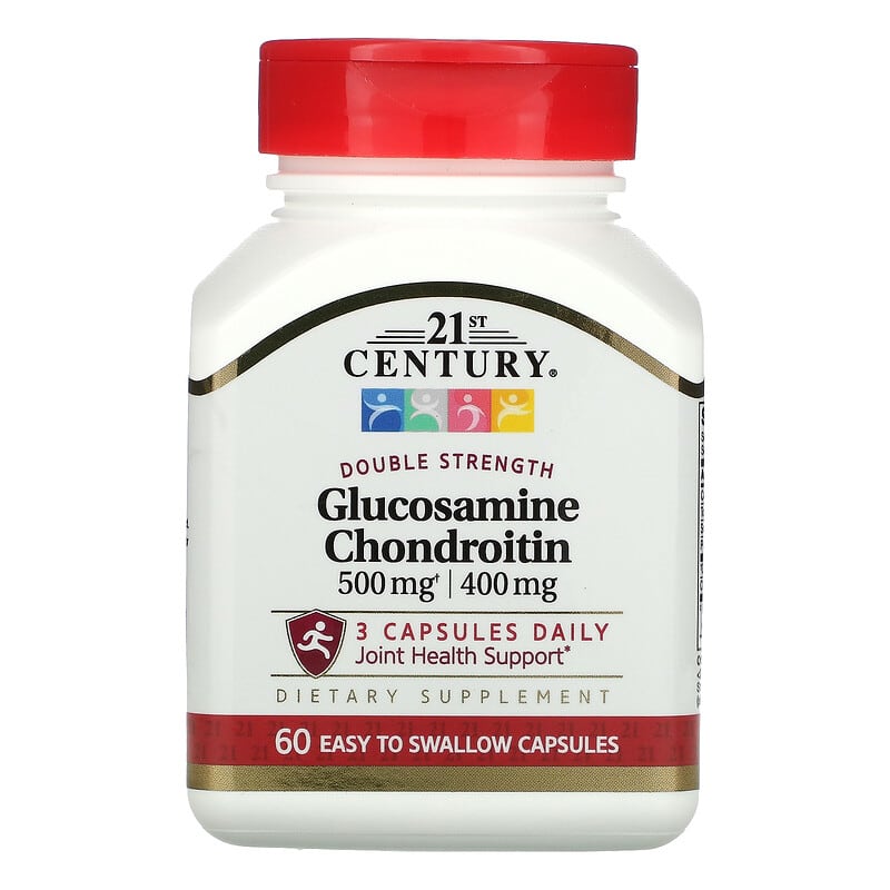 21st Century Glucosamine/Chondroitin Double Strength 500 mg/400 mg 60 Easy to Swallow Capsules 740985223017
