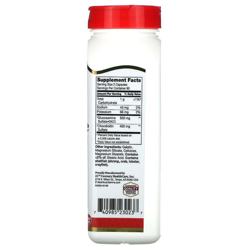 21st Century, Glucosamine / Chondroitin, Original Strength, 250 mg / 200 mg, 120 Easy to Swallow Capsules 740985230237