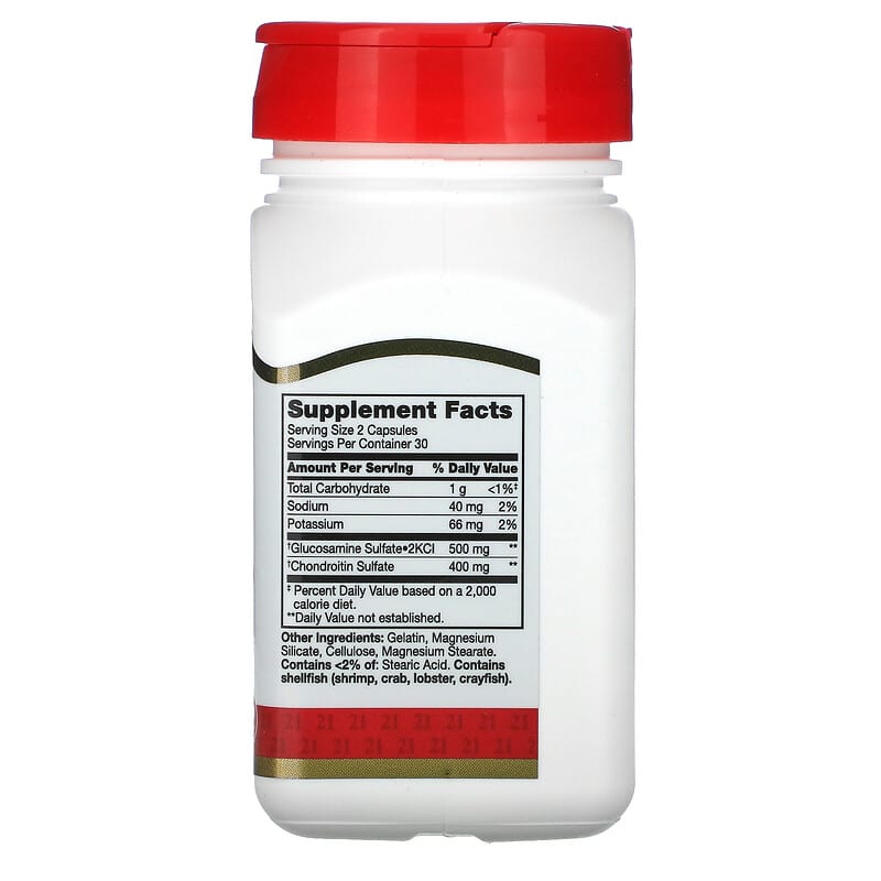 21st Century, Glucosamine / Chondroitin, Original Strength, 250 mg / 200 mg, 60 Easy to Swallow Capsules 740985214725