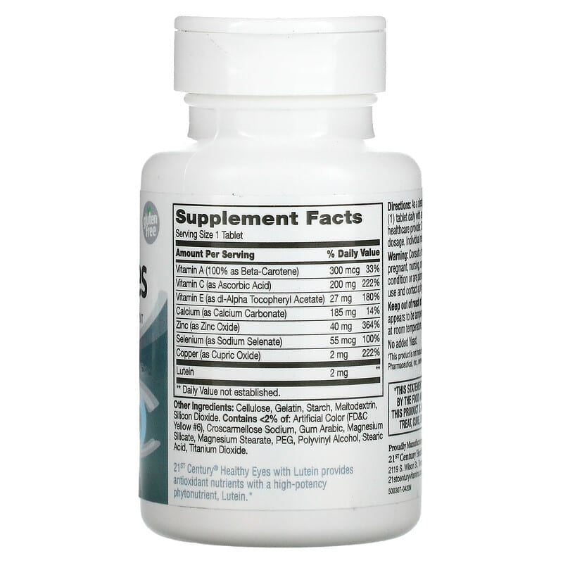 21st Century, Healthy Eyes, Lutein and Antioxidants, 60 Tablets 740985274521