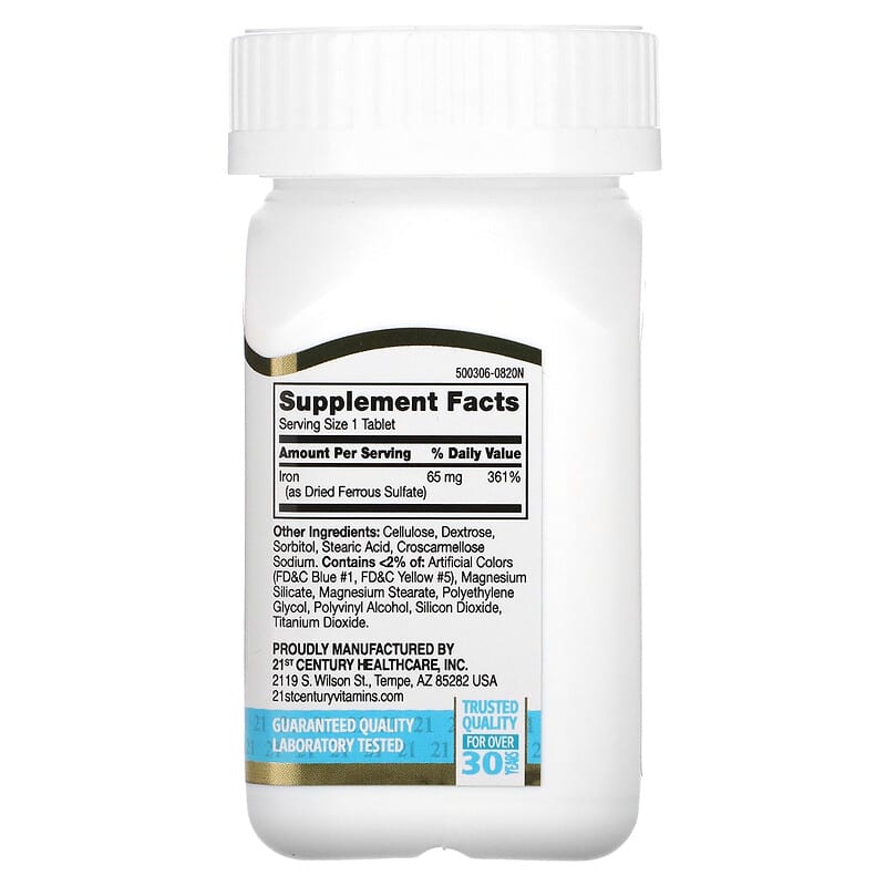 21st Century, Iron, 65 mg, 120 Tablets 740985226704