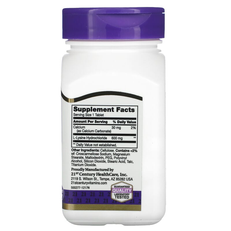 21st Century, L-Lysine, 600 mg, 90 Tablets 740985210628