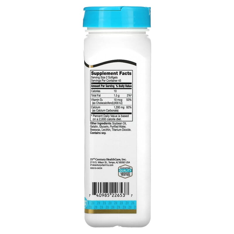 21st Century, Liquid Filled Calcium Plus D3, 600 mg, 90 Rapid Release Softgels 740985226537