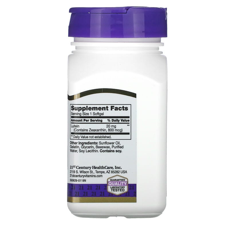 21st Century, Lutein, 20 mg, 60 Softgels 740985270738
