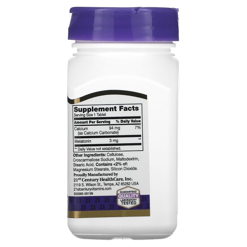 21st Century, Melatonin, 3 mg, 90 Tablets 740985212400