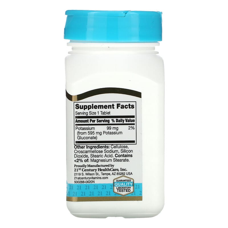 21st Century, Potassium Gluconate, 595 mg, 110 Tablets 740985213872
