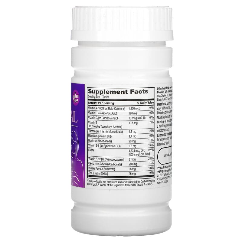 21st Century, PreNatal with Folic Acid, 60 Tablets 740985273104