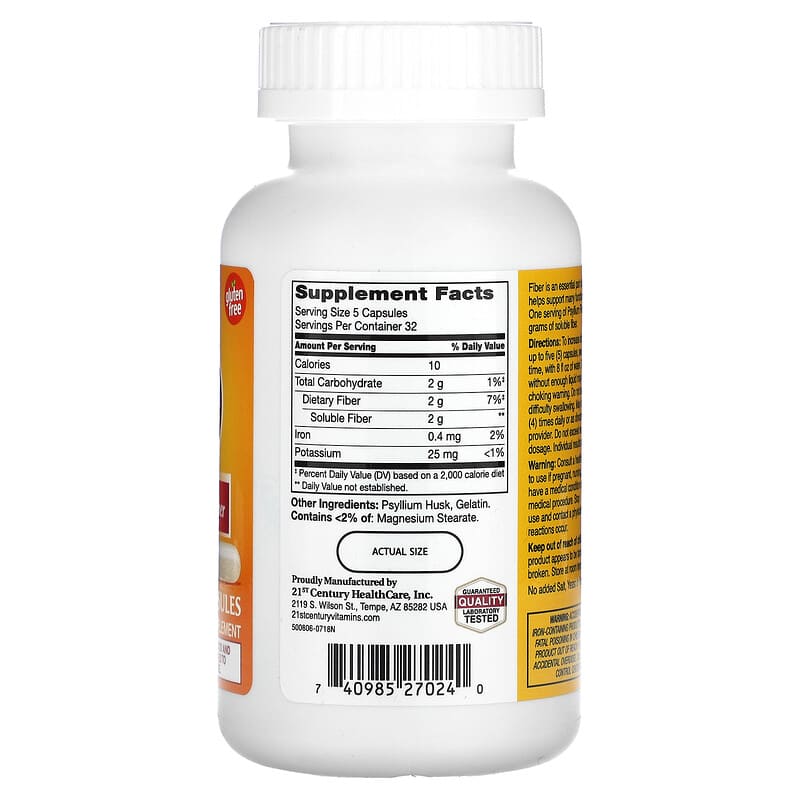 21st Century, Psyllium Fiber, 160 Capsules 740985270240