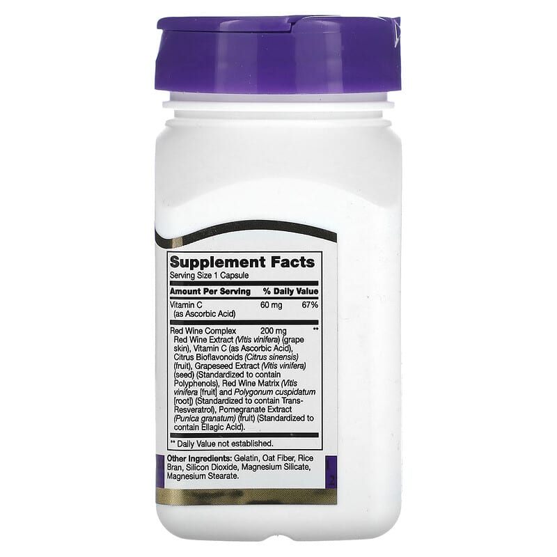 21st Century, Resveratrol Red Wine Extract, 90 Capsules 740985272855