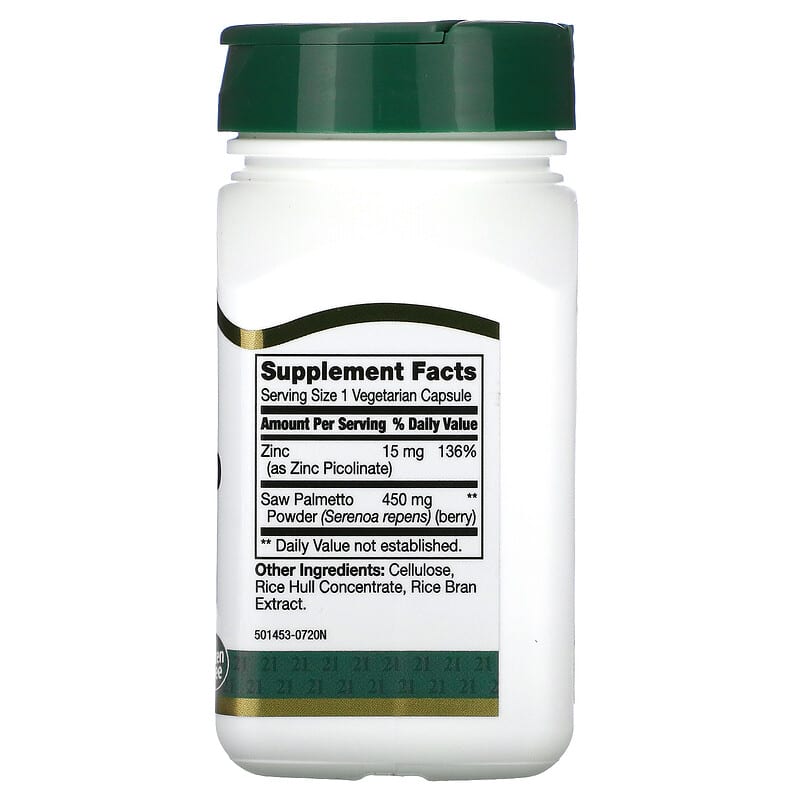 21st Century, Saw Palmetto, 450 mg, 60 Vegetarian Capsules 740985212288