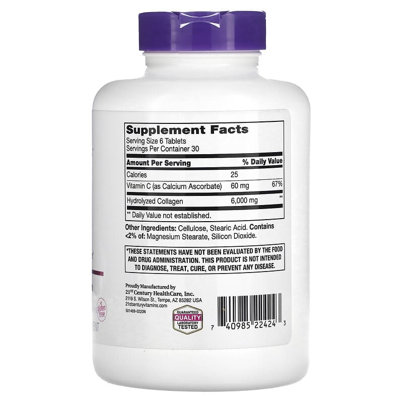 21st Century, Super Collagen Plus Vitamin C, 1,000 mg, 180 Tablets 740985224243