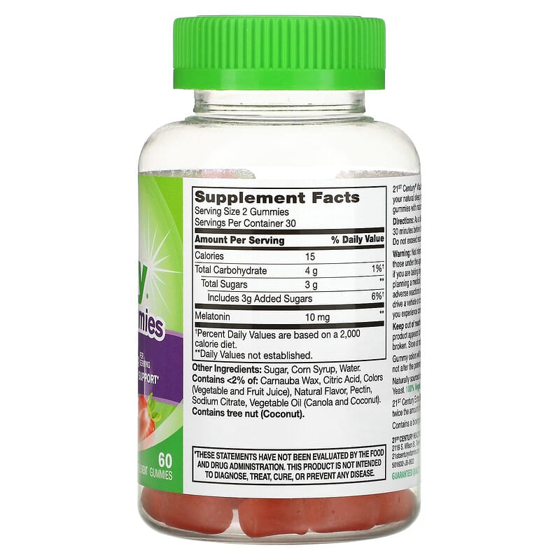 21st Century, Vita Joy Melatonin Gummies, Extra Strength, Strawberry, 5 mg, 60 Gummies 740985280379