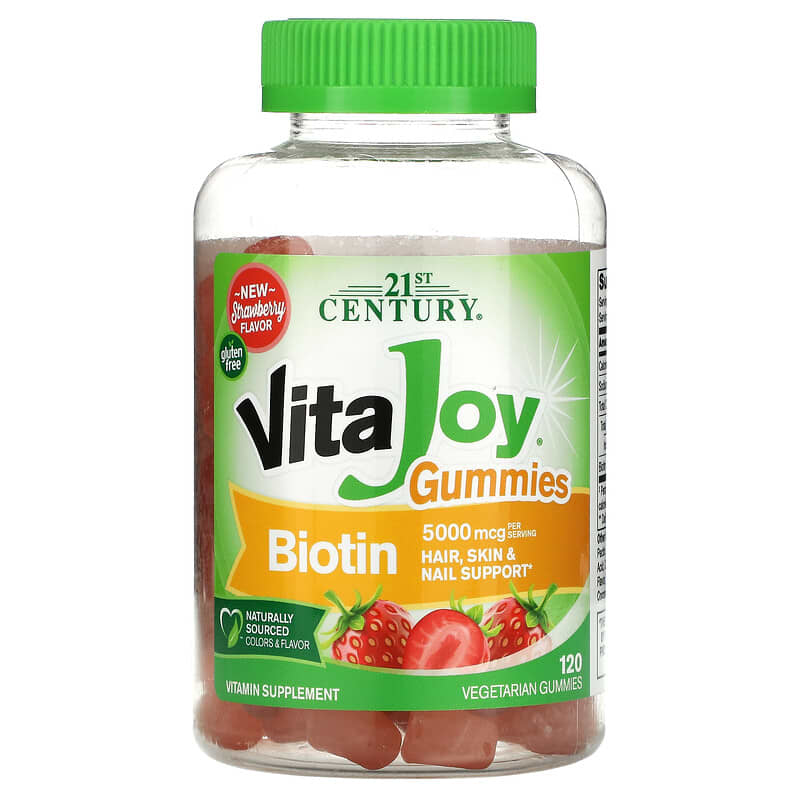 21st Century VitaJoy Biotin Gummies Strawberry Flavor 2,500 mcg 120 Vegetarian Gummies 740985277294