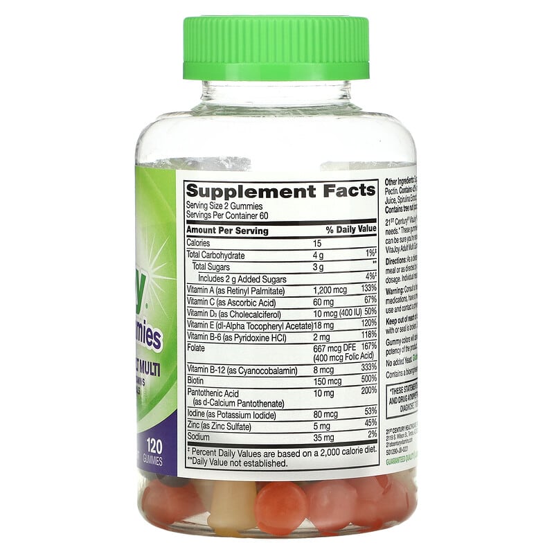 21st Century, VitaJoy Gummies, Adult Multivitamin, Fruit Flavor, 120 Gummies 740985276181