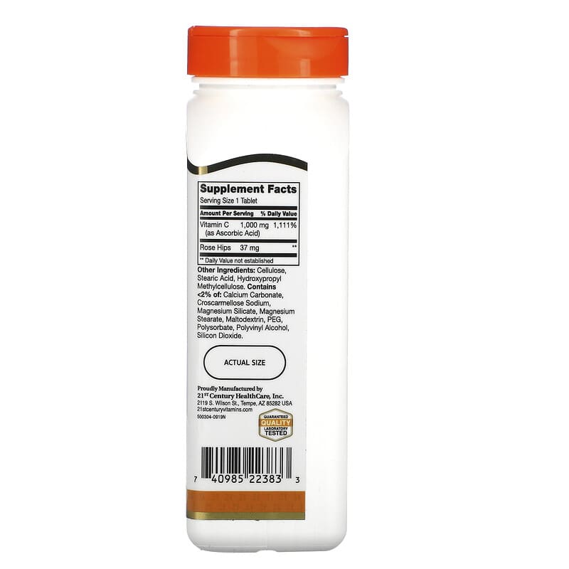 21st Century, Vitamin C with Rose Hips, 1,000 mg, 110 Tablets 740985223833