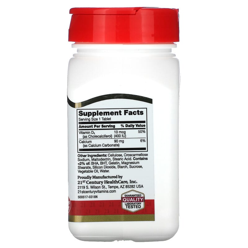 21st Century, Vitamin D3, 10 mcg (400 IU), 100 Tablets 740985226612