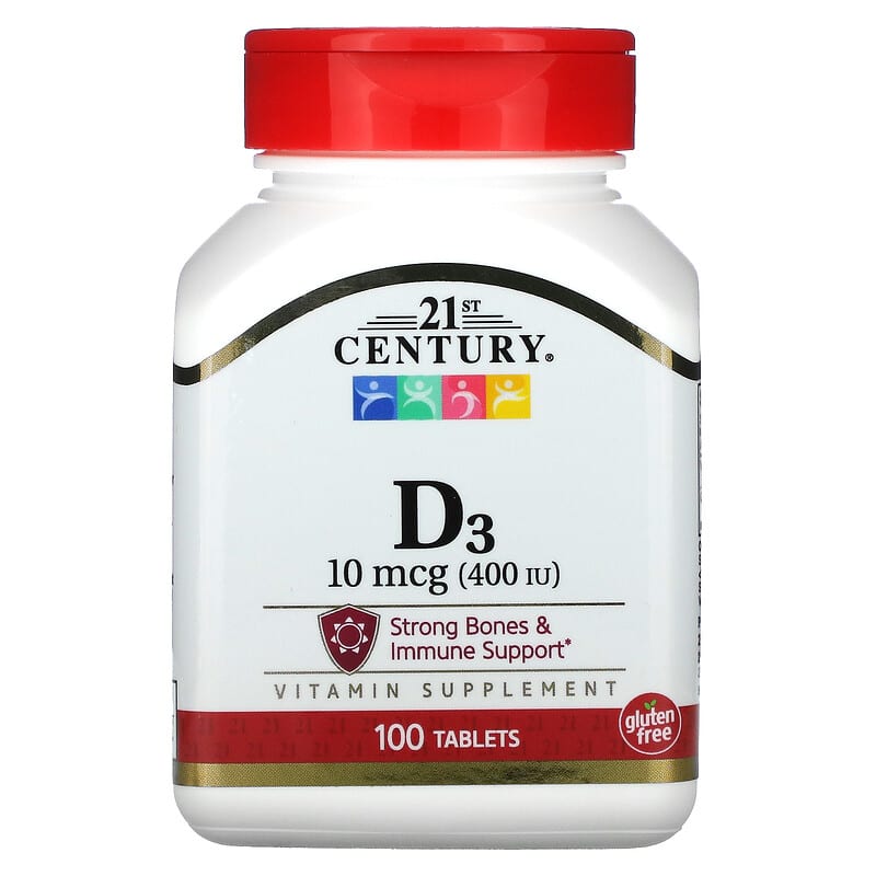 21st Century Vitamin D3 10 mcg (400 IU) 100 Tablets 740985226612