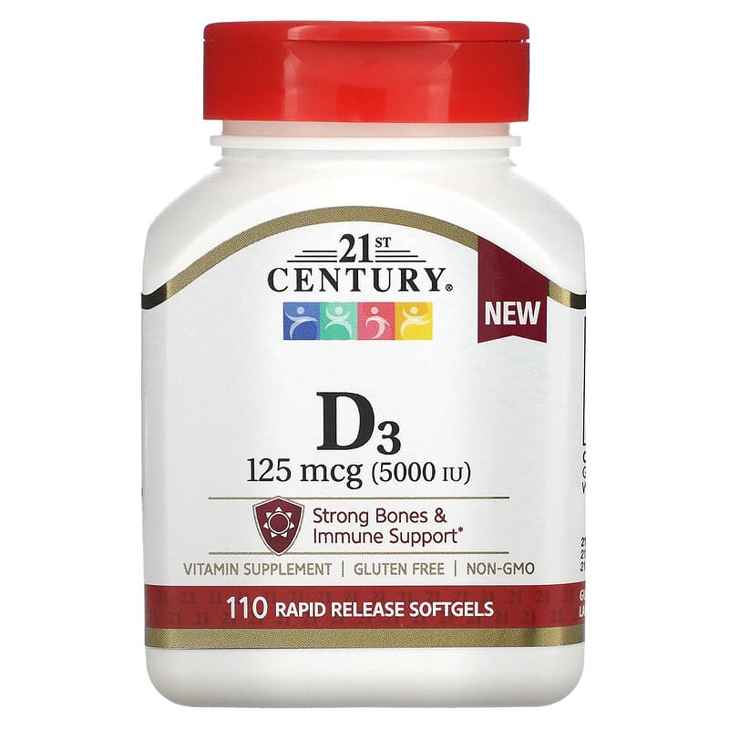 21st Century Vitamin D3 125 mcg 110 Rapid Release Softgels 740985280591
