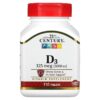 21st Century Vitamin D3 125 mcg (5,000 IU) 110 Tablets 740985272886