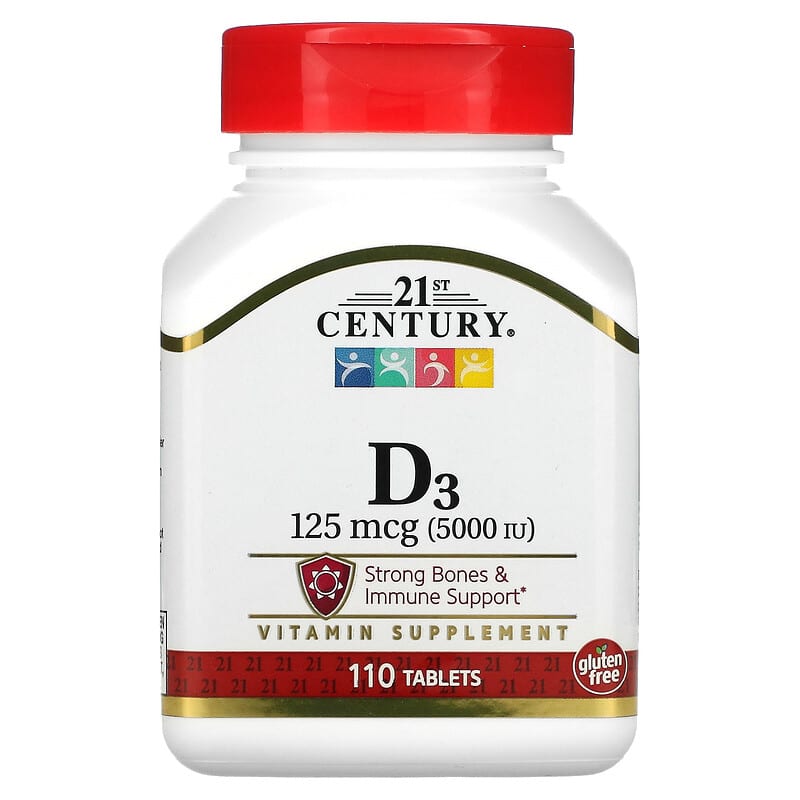 21st Century Vitamin D3 125 mcg (5,000 IU) 110 Tablets 740985272886