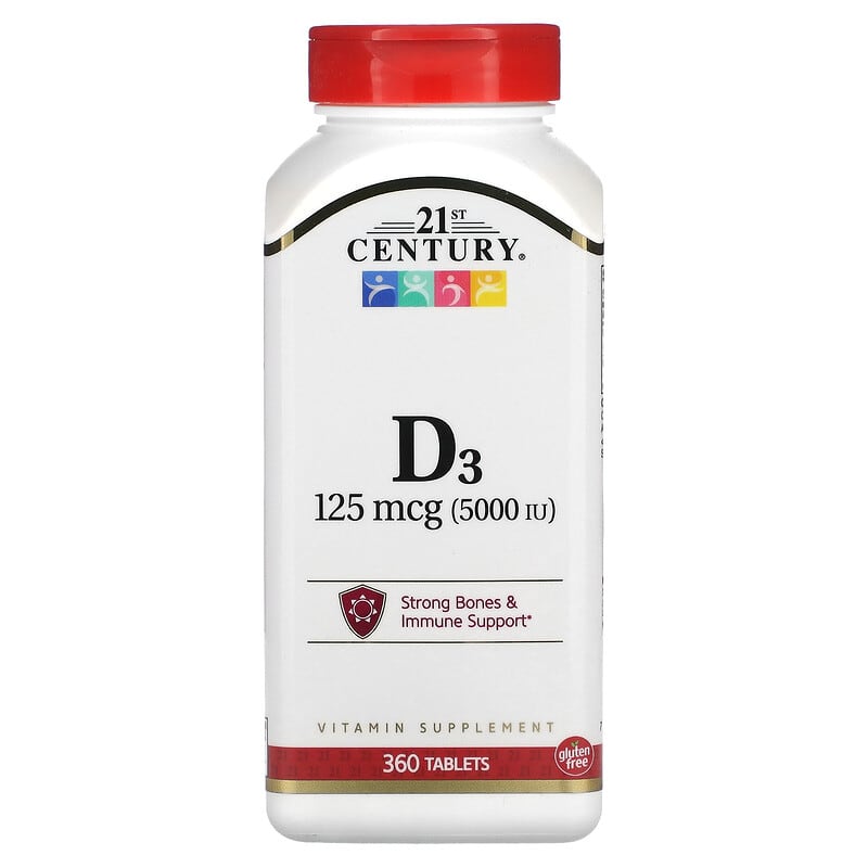 21st Century Vitamin D3 125 mcg (5,000 IU) 360 Tablets 740985274033