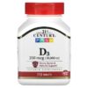 21st Century Vitamin D3 250 mcg (10,000 IU) 110 Tablets 740985275047