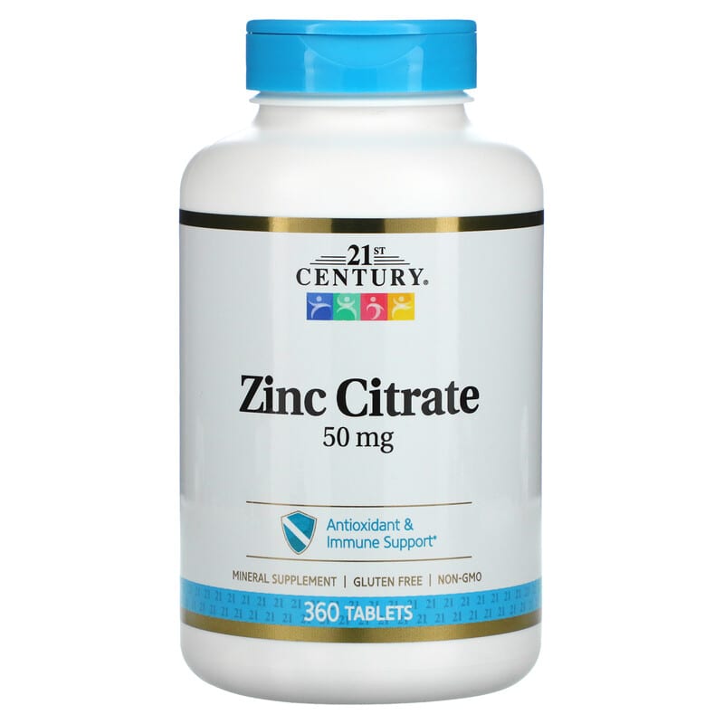 21st Century Zinc Citrate 50 mg 360 Tablets 740985280324