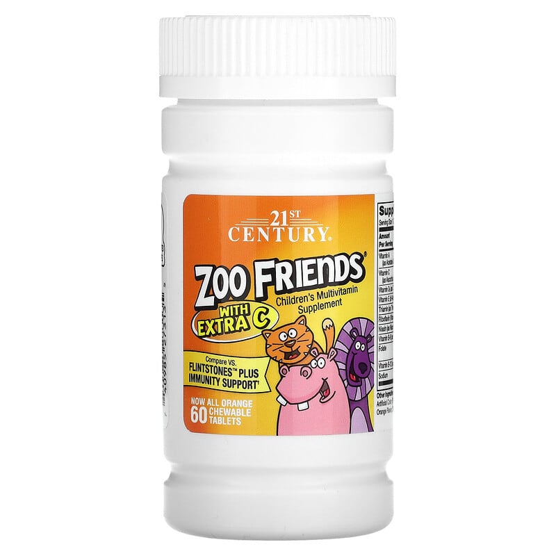 21st Century Zoo Friends with Extra C Orange 60 Chewable Tablets 740985273135