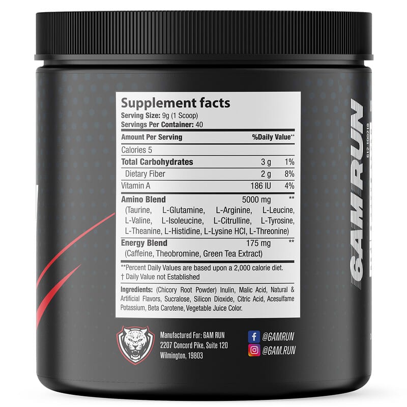 6AM Run, Marathon, Advanced Amino + Preworkout Formula, Raspberry Iced Tea, 12.7 oz (360 g) 745558343482