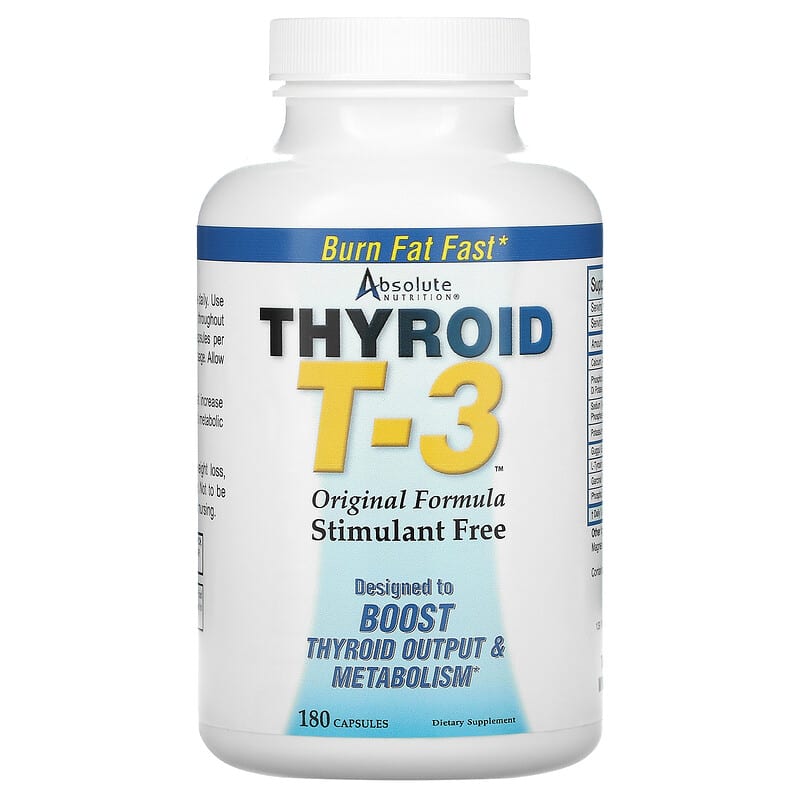 Absolute Nutrition, Thyroid T-3, Original Formula, 180 Capsules 708235088571