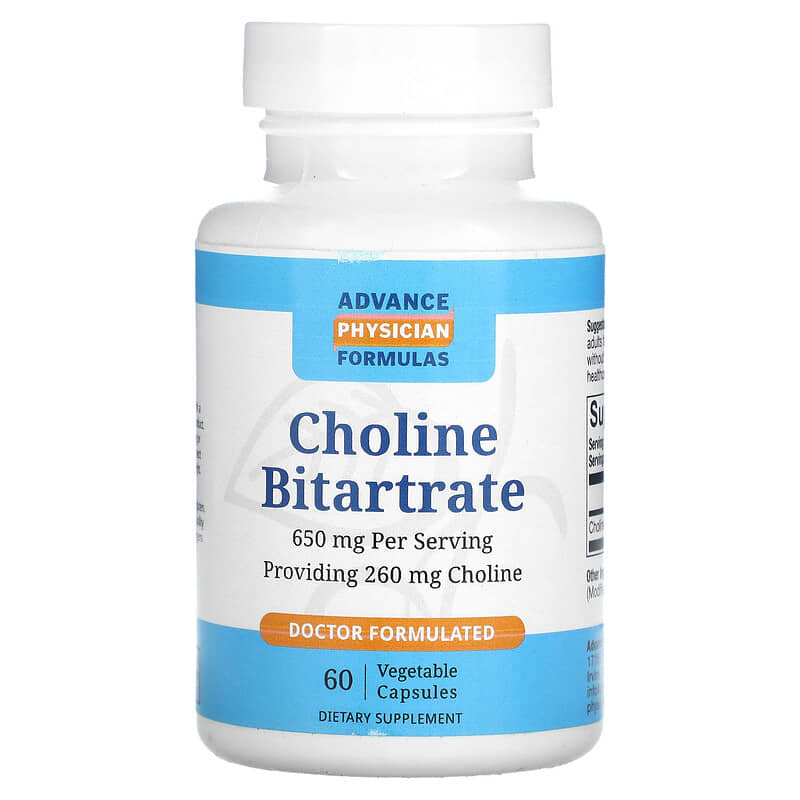 Advance Physician Formulas Inc. Choline Bitartrate 650 mg 60 Vegetable Capsules 896996000083