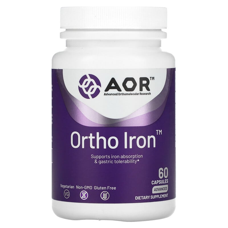 Advanced Orthomolecular Research AOR Ortho Iron 60 Capsules 624917083187