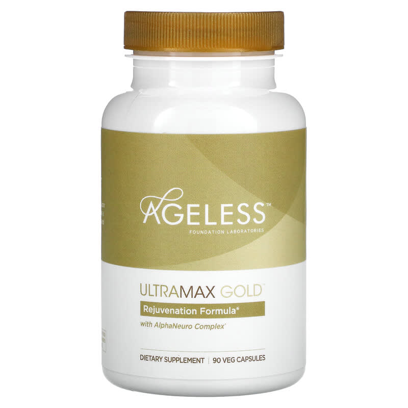 Ageless Foundation Laboratories, UltraMax Gold with AlphaNeuro Complex, 90 Veg Capsules 691546001400