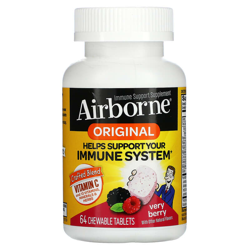 AirBorne, Original, Immune Support Supplement, Very Berry, 64 Chewable Tablets 647865186304