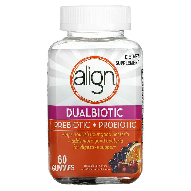 Align Probiotics Dualbiotic Prebiotic + Probiotic Natural Fruit 60 Gummies 37000779377