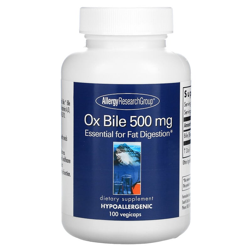 Allergy Research Group Ox Bile 500 mg 100 Vegicaps 713947708501