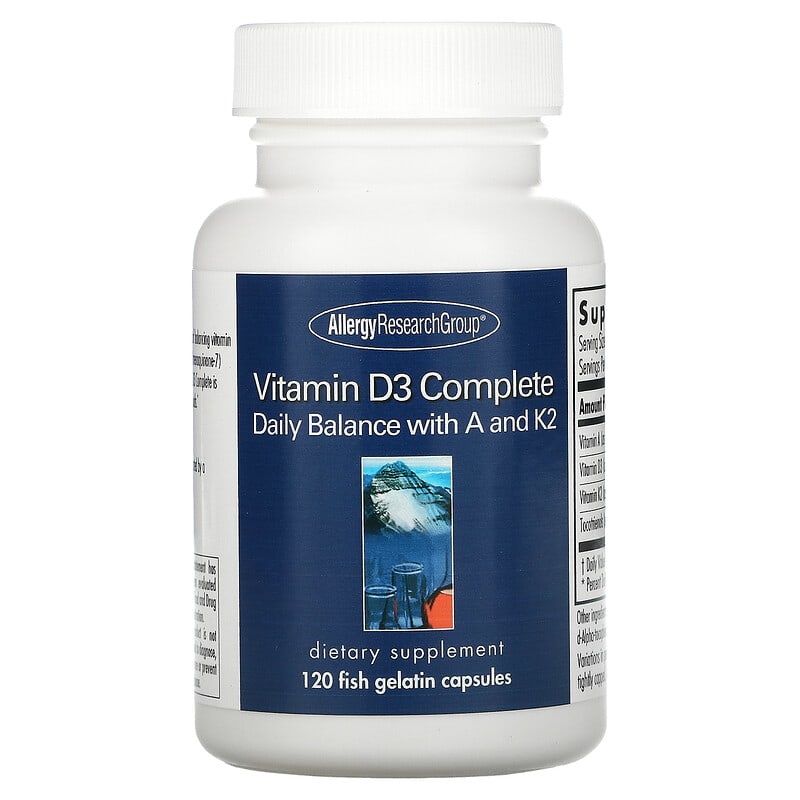 Allergy Research Group Vitamin D3 Complete 120 Fish Gelatin Capsules 713947772403