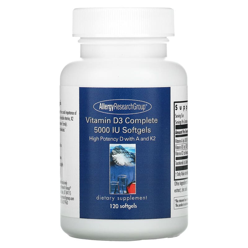 Allergy Research Group Vitamin D3 Complete 5,000 IU 120 Softgels 713947776609